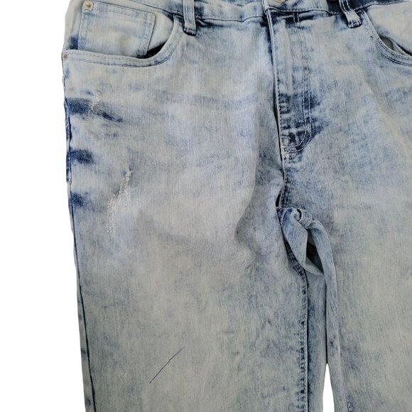 WT O2 Stonewashed Jeans Mens Size 36 X 30 Straight Leg Mid Rise Denim Pants - Picture 4 of 7